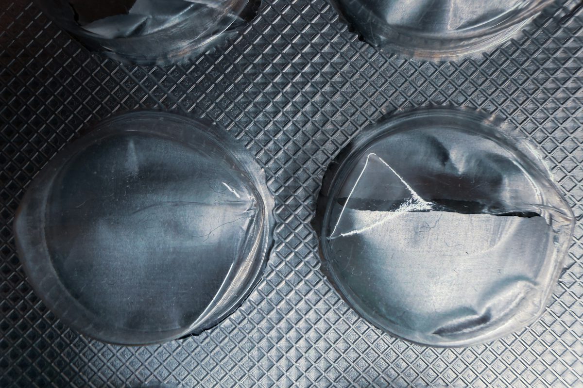 A foil blister pack, close up