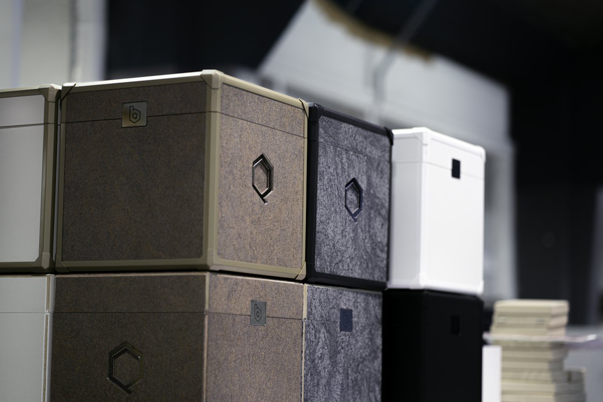 A row of matching transit cases